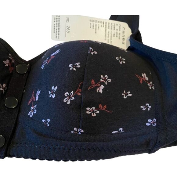 1221 Flower Printed Bra 38D Front Snap Closure Comfortable NWT - Picture 5 of 7